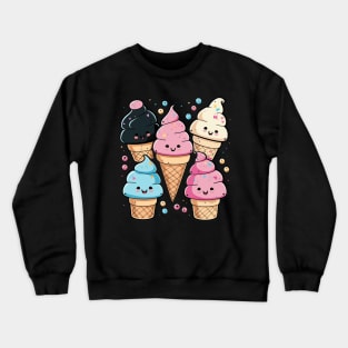 Cute Kawaii Ice Cream For Ice Cream Lover Cute Kawaii Food Crewneck Sweatshirt